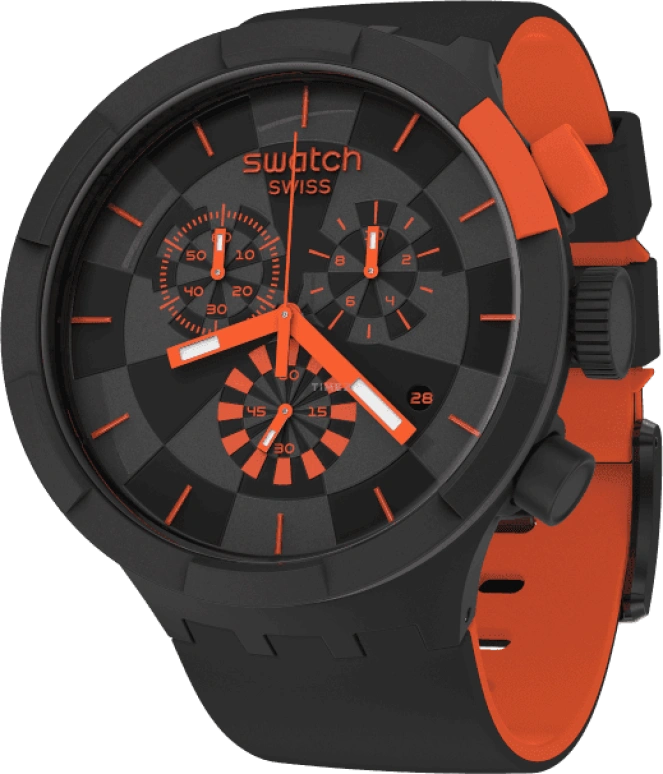 Swatch,THE BOLD 47mm,47mm,Plastic,Black,Sapphire,Crystal Glass,SB02B402