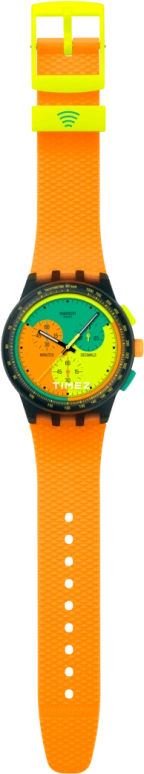 Swatch,NEON 42mm,42mm,Composite,Orange,Yellow,Green,Quartz,Chronograph,Round,SUSB108,SUSB108-6000