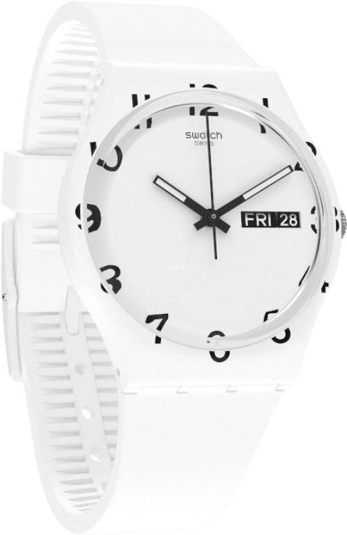 Swatch,Originals 39.20mm,39.20mm,Plastic,White,Sapphire,Crystal Glass,GW716