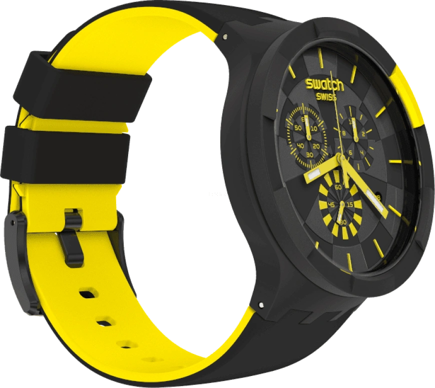 Swatch,THE BOLD 47mm,47mm,Plastic,Black,Sapphire,Crystal Glass,Closed,SB02B403
