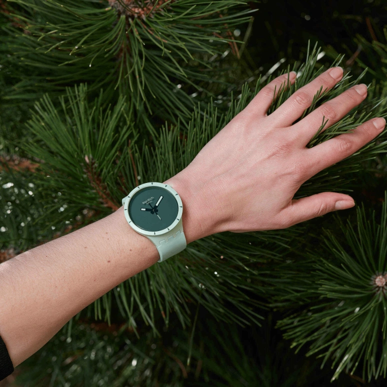 Swatch,THE BOLD 47mm,47mm,Bioceramic,Ceramic,Green,Quartz,Sapphire,Crystal Glass,Round,SB03G100
