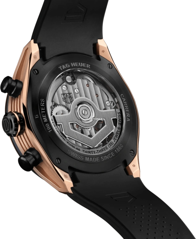 TAG Heuer,Carrera 44mm,44mm,Titanium,Rose Gold,Skeleton,Black,Rose Gold,Automatic,Chronograph,Day,CBU2050,CBU2050.FT6273