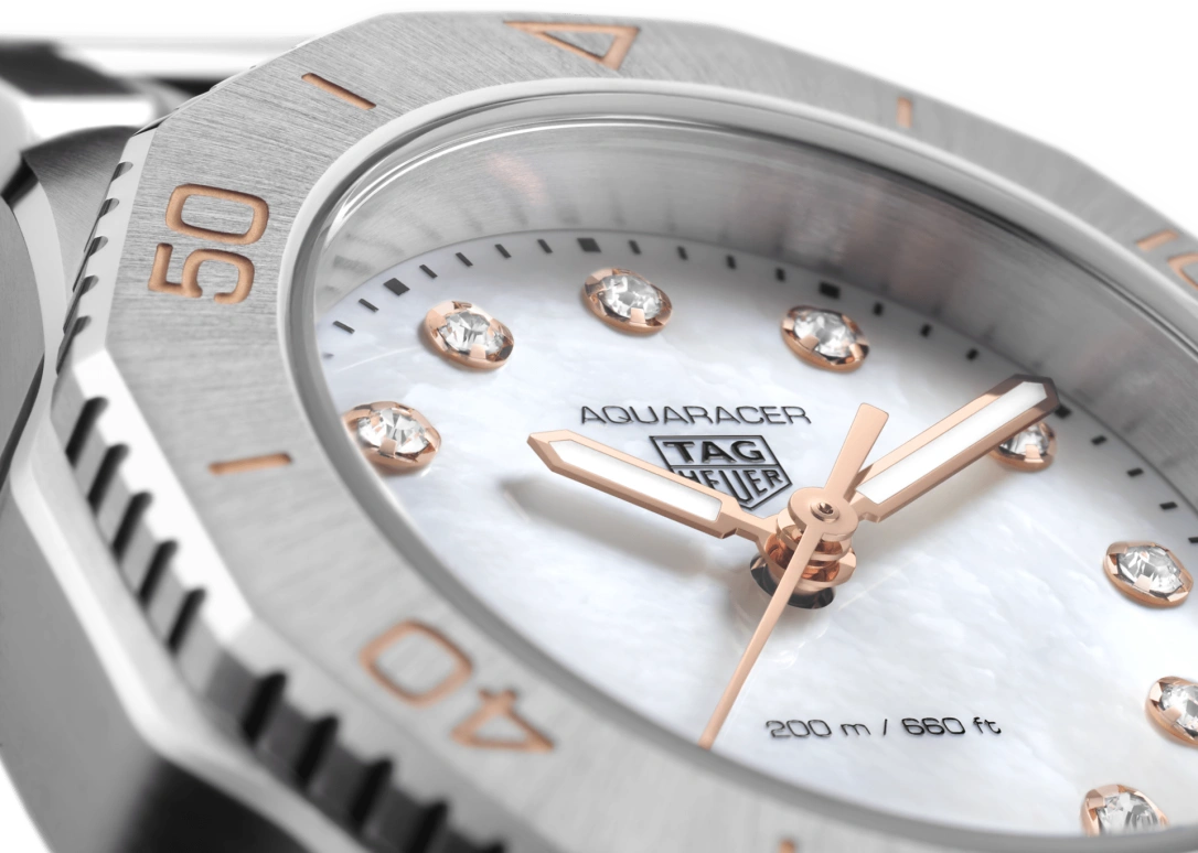 TAG Heuer,Aquaracer 30mm,30mm,Stainless Steel,White,Sapphire,Crystal Glass,Closed,WBP1450,WBP1450.BA0622