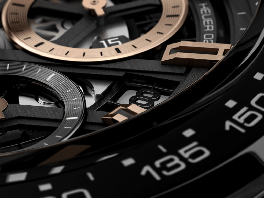 TAG Heuer,Carrera 43mm,43mm,Ceramic,Rose Gold,Stainless Steel,Skeleton,Automatic,Chronograph,Date,Column Wheel,CBG2050,CBG2050.FC6426