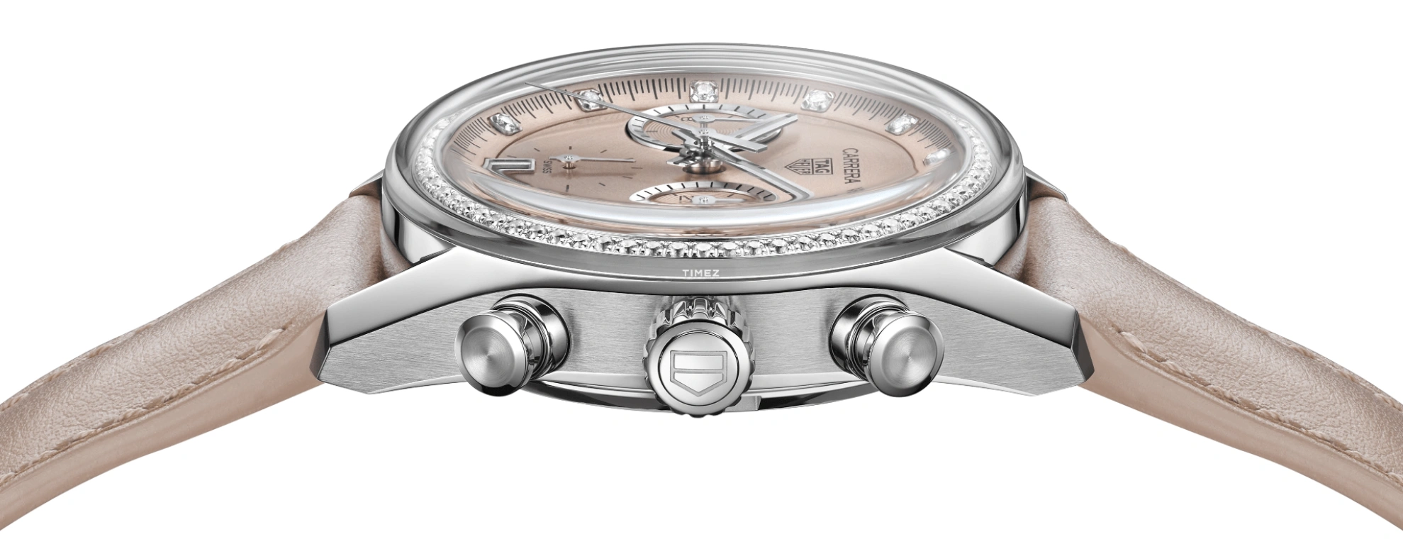TAG Heuer,Carrera 39mm,39mm,Stainless Steel,Pink,Automatic,Chronograph,Day,CBS2215,CBS2215.FC6568
