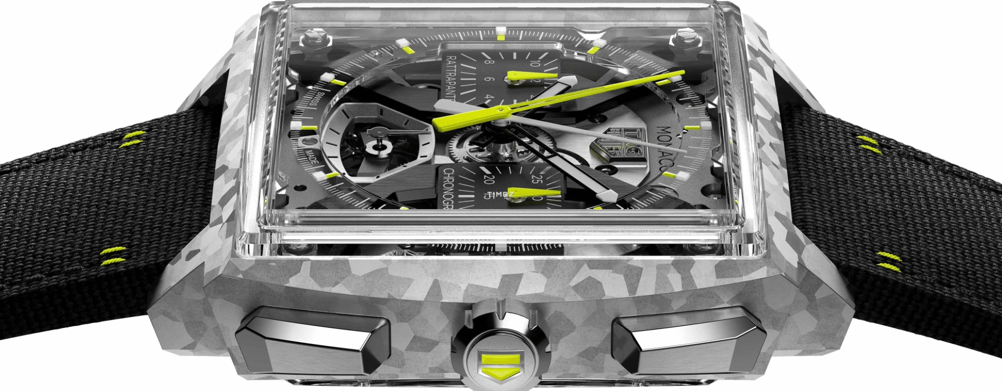 TAG Heuer,Monaco 41x41mm,41x41mm,TH-Titanium,Transparent,Grey,Automatic,Chronograph,Rattrapante,CBW2185,CBW2185.FC8350