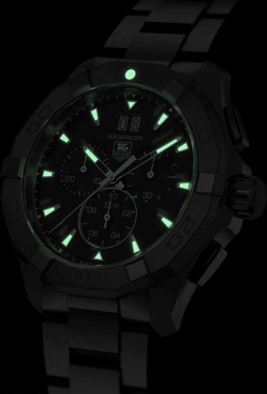 TAG Heuer,Aquaracer 43mm,43mm,Stainless Steel,Black,Quartz,Chronograph,Big Date,CAY1110,CAY1110.BA0927
