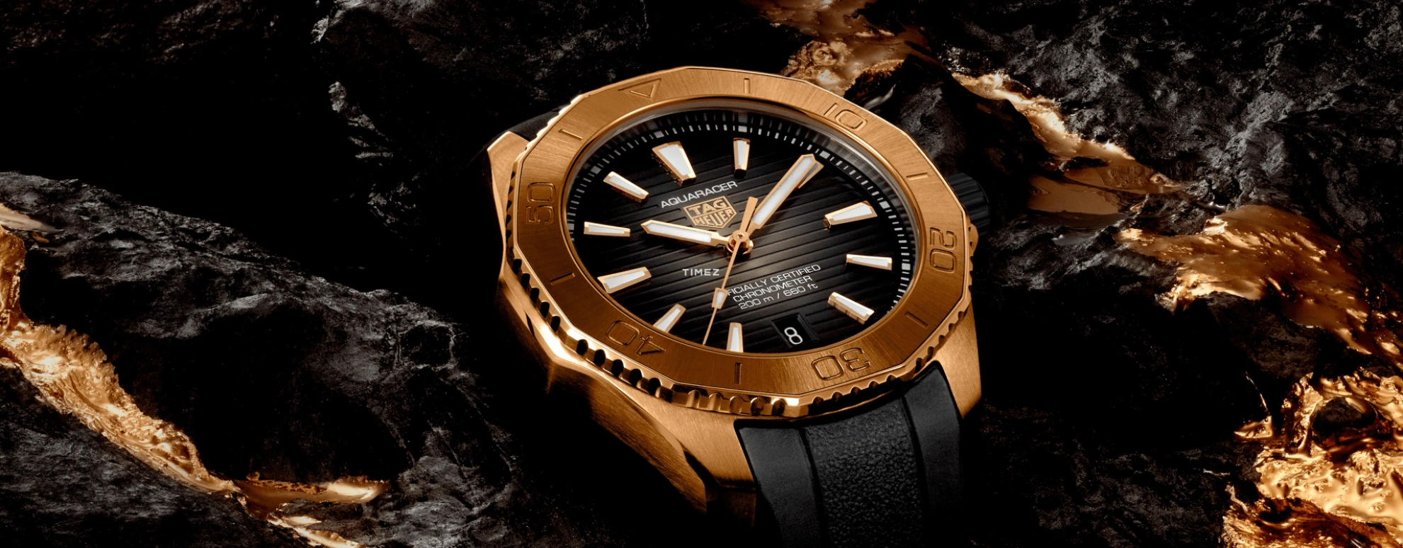 TAG Heuer,Aquaracer 40mm,40mm,Rose Gold,Black,Automatic,Day,Sapphire,Crystal Glass,WBP5150,WBP5150.FT6199
