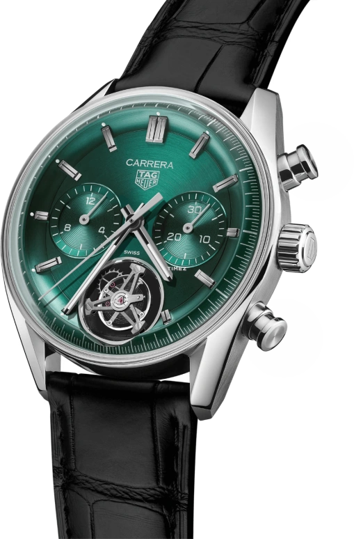 TAG Heuer,Carrera 42mm,42mm,Stainless Steel,Green,Automatic,Chronograph,Tourbillon,CBS5011,CBS5011.FC6566