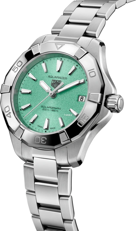 TAG Heuer,Aquaracer 34mm,34mm,Stainless Steel,Green,Quartz,Day,In-house Caliber,WBP1315,WBP1315.BA0005