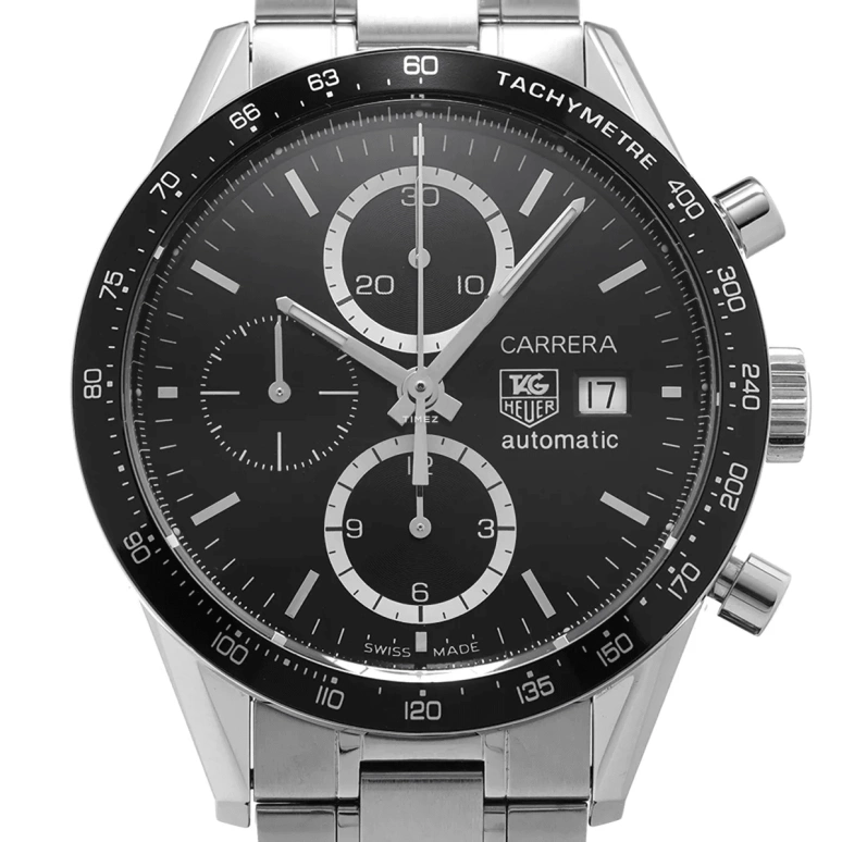 TAG Heuer,Carrera 41mm,41mm,Stainless Steel,Black,Automatic,Chronograph,Day,CV2010,CV2010.BA0786