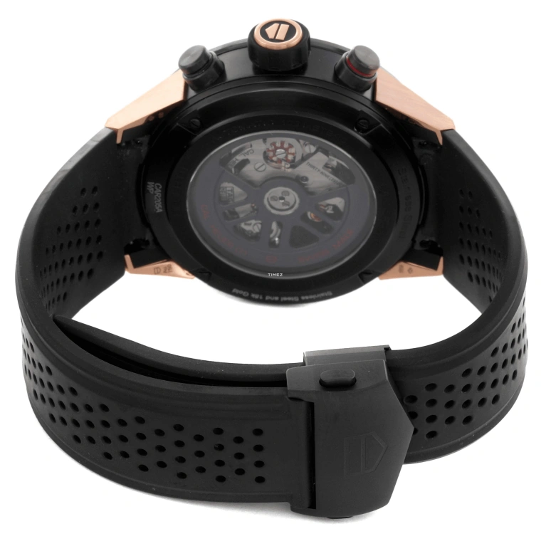 TAG Heuer,Carrera 43mm,43mm,Stainless Steel,Rose Gold,Black,Automatic,Chronograph,Day,CAR205A,CAR205A.FT6087