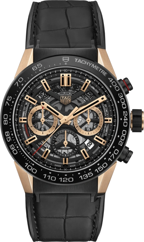 TAG Heuer,Carrera 45mm,45mm,Ceramic,Rose Gold,Stainless Steel,Skeleton,Automatic,Chronograph,Date,Column Wheel,CBG2A50,CBG2A50.FC6450