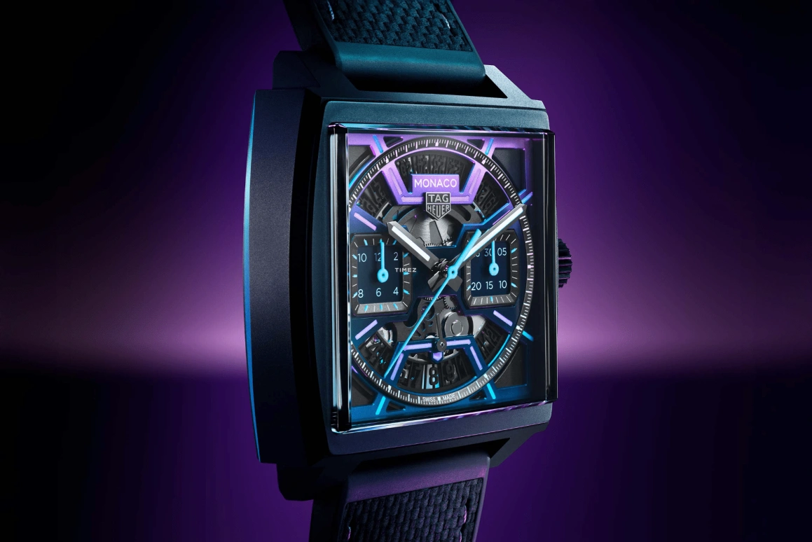 TAG Heuer,Monaco 39mm,39mm,Titanium,Blue,Gradient,Purple,Automatic,Chronograph,Day,CBL218E,CBL218E.FT6312