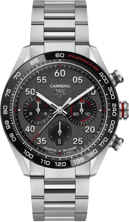 TAG Heuer,Carrera 44mm,44mm,Ceramic,Stainless Steel,Grey,Automatic,Chronograph,Date,Column Wheel,CBN2A1F,CBN2A1F.BA0643