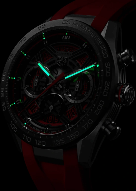 TAG Heuer,Carrera 44mm,44mm,Titanium,Skeleton,Red,Black,Automatic,Chronograph,Day,CBU2082,CBU2082.FT6275