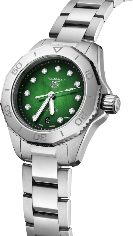 TAG Heuer,Aquaracer 30mm,30mm,Stainless Steel,Green,Automatic,Day,40hours,WBP2415,WBP2415.BA0622