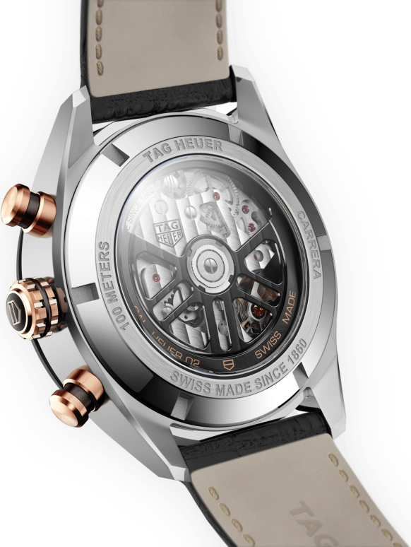 TAG Heuer,Carrera 44mm,44mm,Ceramic,Rose Gold,Stainless Steel,Black,Automatic,Chronograph,Date,Column Wheel,CBN2A5A,CBN2A5A.FC6481