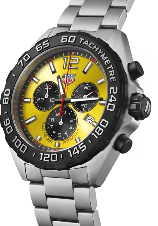 TAG Heuer,Formula 1 43mm,43mm,Stainless Steel,Yellow,Quartz,Chronograph,Day,CAZ101AM,CAZ101AM.BA0842
