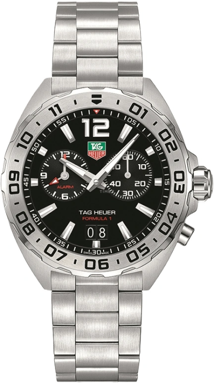 TAG Heuer,Formula 1 41mm,41mm,Stainless Steel,Black,Quartz,Chronograph,Big Date,Alarm,WAZ111A,WAZ111A.BA0875