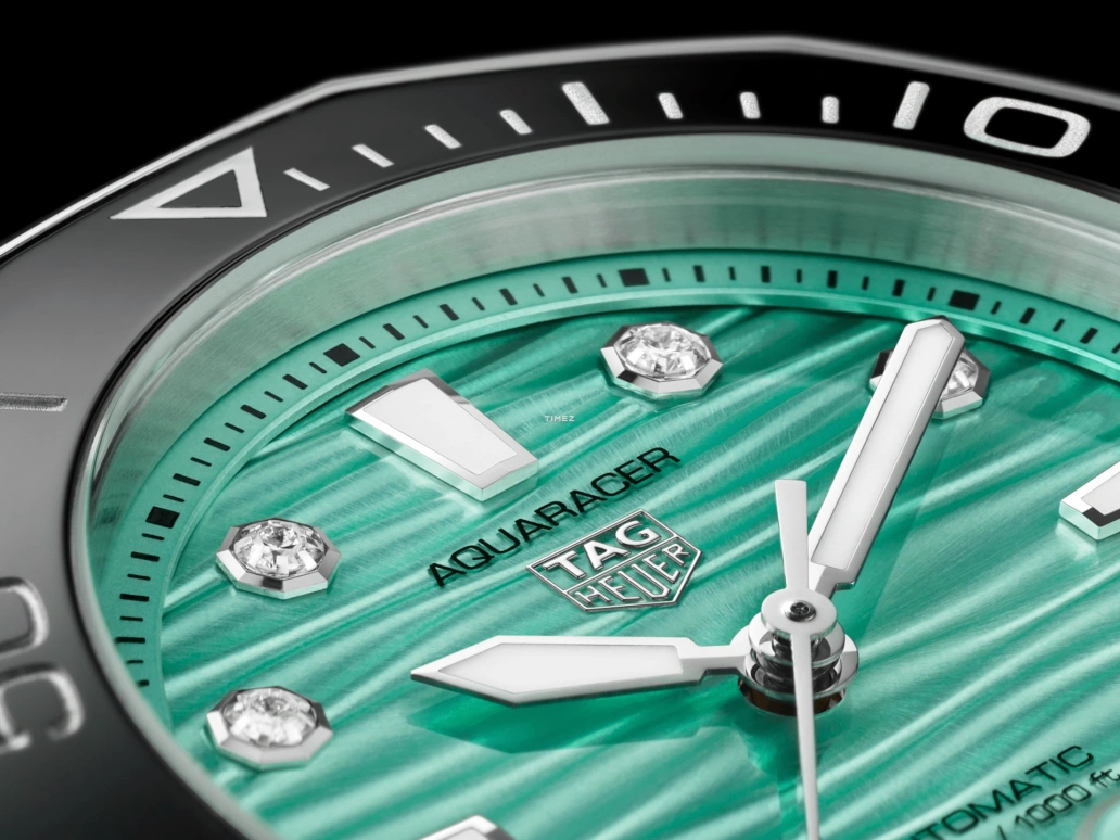 TAG Heuer,Aquaracer 36mm,36mm,Stainless Steel,Turquoise,Stone,Stone Green,Green,Automatic,Day,Sapphire,Crystal Glass,WBP231K,WBP231K.BA0618