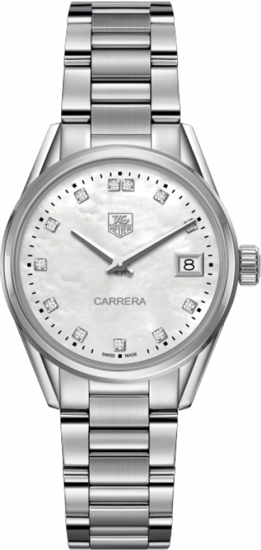 TAG Heuer,Carrera 32mm,32mm,Stainless Steel,White,Quartz,Day,Sapphire,WAR1314,WAR1314.BA0778