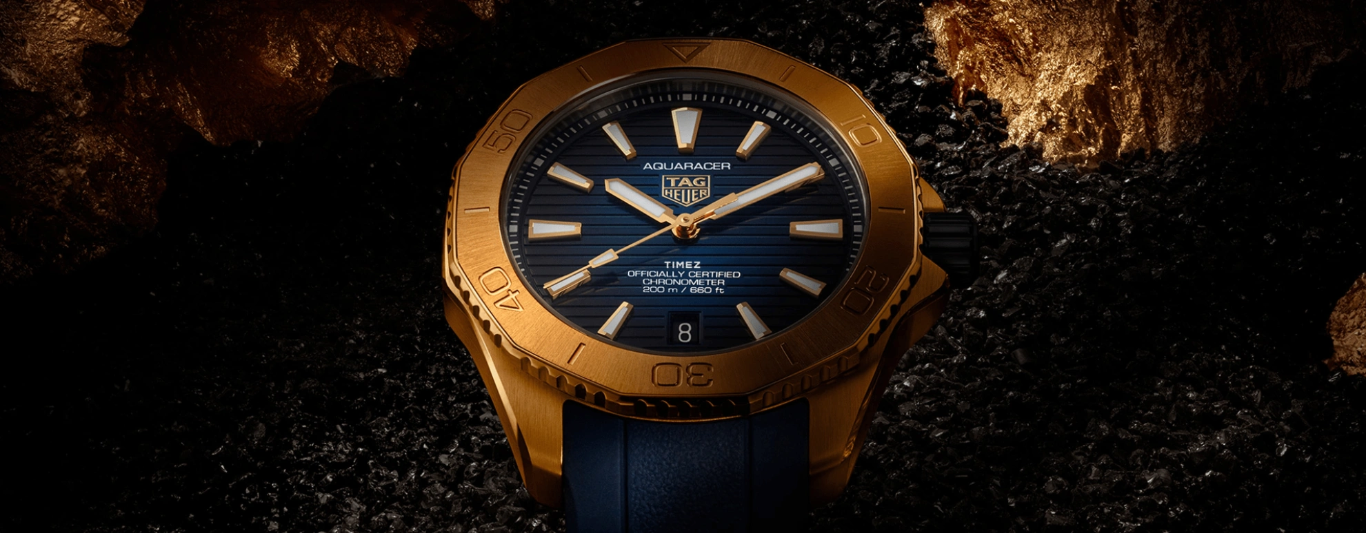 TAG Heuer,Aquaracer 40mm,40mm,Yellow Gold,Blue,Automatic,Day,Sapphire,Crystal Glass,WBP5152,WBP5152.FT6210