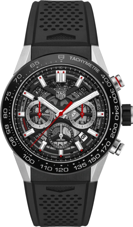 TAG Heuer,Carrera 45mm,45mm,Ceramic,Stainless Steel,Skeleton,Automatic,Chronograph,Date,Column Wheel,CBG2A10,CBG2A10.FT6168