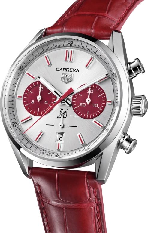 TAG Heuer,Carrera 42mm,42mm,Stainless Steel,Silver,Red,Automatic,Chronograph,Day,CBN201H,CBN201H.FC6553