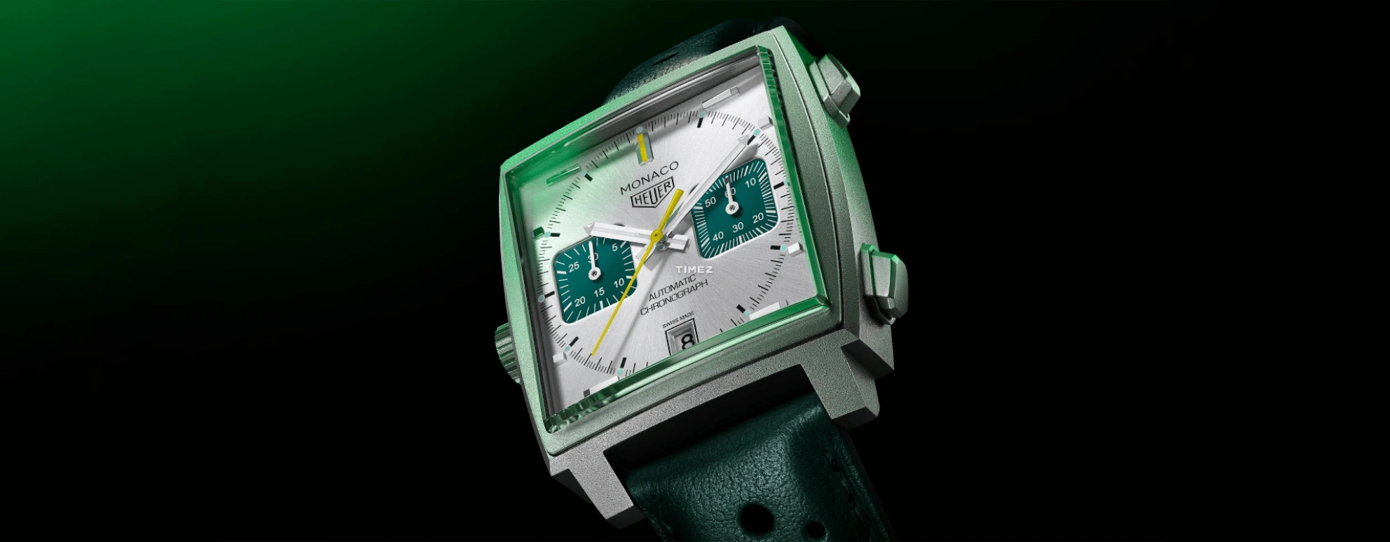 TAG Heuer,Monaco 39mm,39mm,Titanium,Silver,Green,Automatic,Chronograph,Day,CAW218E,CAW218E.FC6565