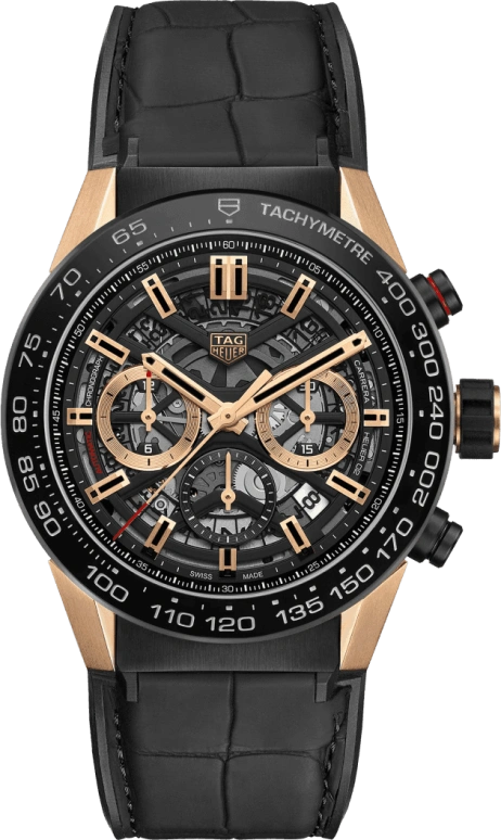 TAG Heuer,Carrera 45mm,45mm,Ceramic,Rose Gold,Stainless Steel,Skeleton,Automatic,Chronograph,Date,Column Wheel,CBG2A50,CBG2A50.FC6450
