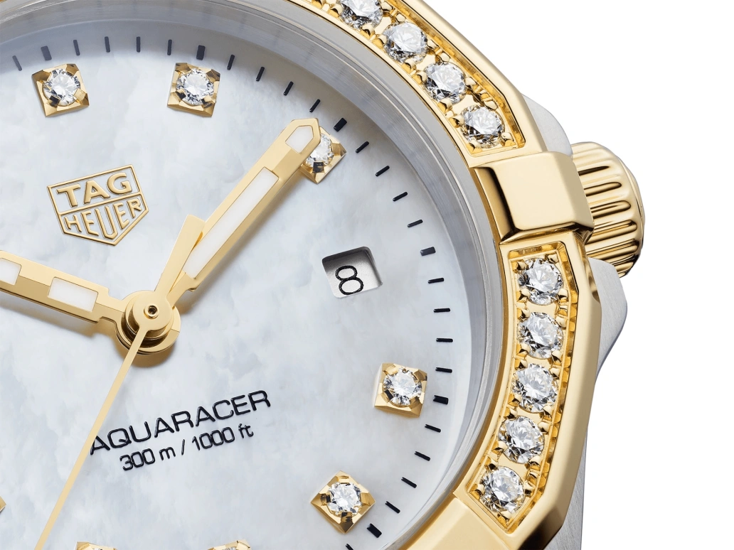 TAG Heuer,Aquaracer 27mm,27mm,Stainless Steel,White,Sapphire,Setting,Diamonds,VS,Mother of Pearl,WBD1423,WBD1423.BB0321