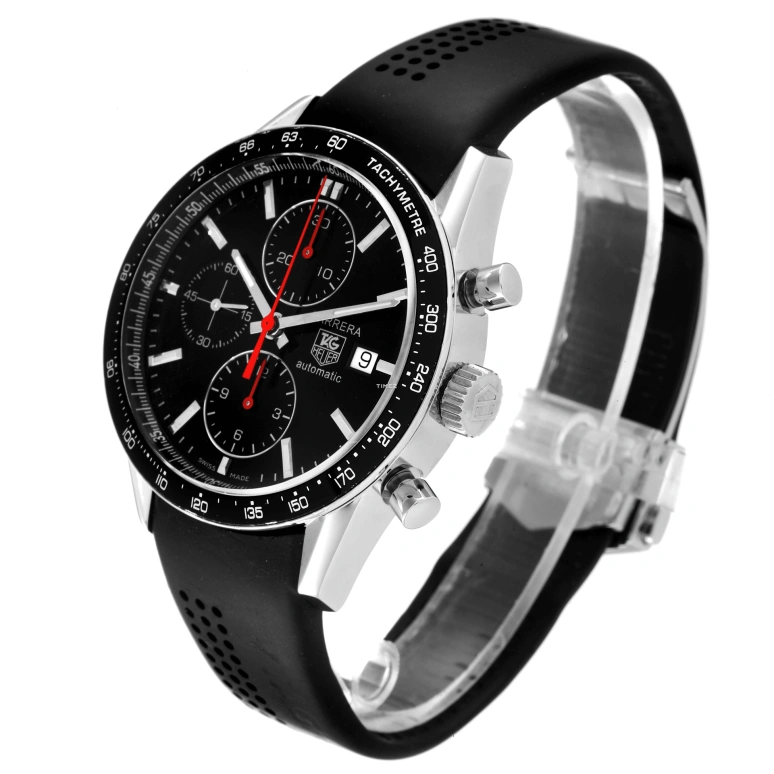 TAG Heuer,Carrera 41mm,41mm,Stainless Steel,Black,Automatic,Chronograph,Day,CV2014,CV2014.FC6233