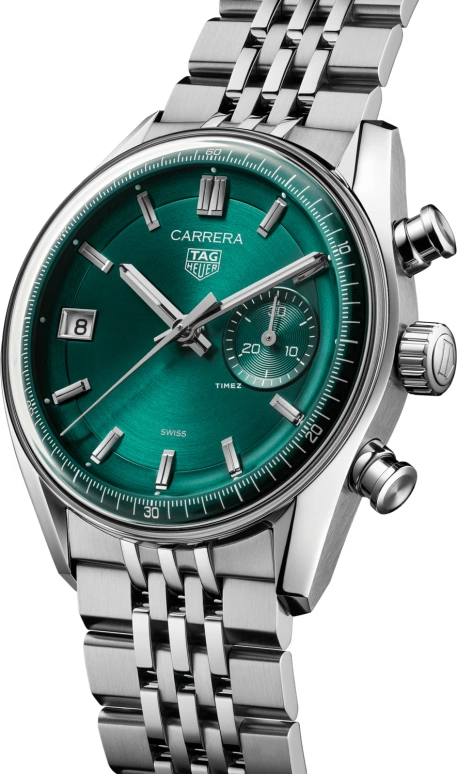 TAG Heuer,Carrera 39mm,39mm,Stainless Steel,Green,Automatic,Chronograph,Day,CBS2211,CBS2211.BA0048
