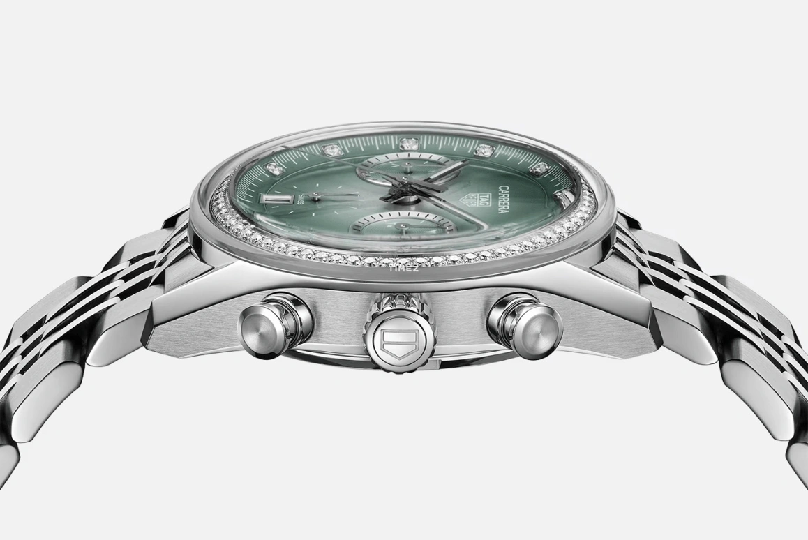 TAG Heuer,Carrera 39mm,39mm,Stainless Steel,Green,Gradient,Automatic,Chronograph,Day,CBS221A,CBS221A.BA0048