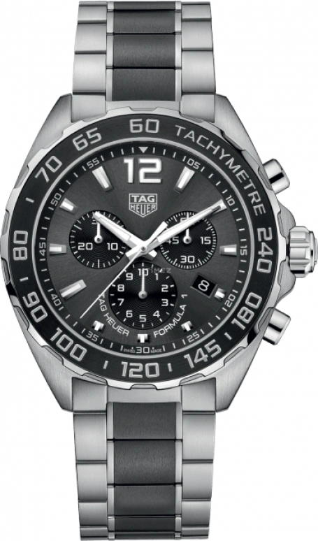 TAG Heuer,Formula 1 43mm,43mm,Ceramic,Stainless Steel,Black,Quartz,Chronograph,Date,CAZ1011,CAZ1011.BA0843