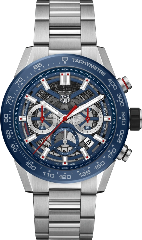 TAG Heuer,Carrera 45mm,45mm,Ceramic,Stainless Steel,Skeleton,Automatic,Chronograph,Date,Column Wheel,CBG2A11,CBG2A11.BA0654