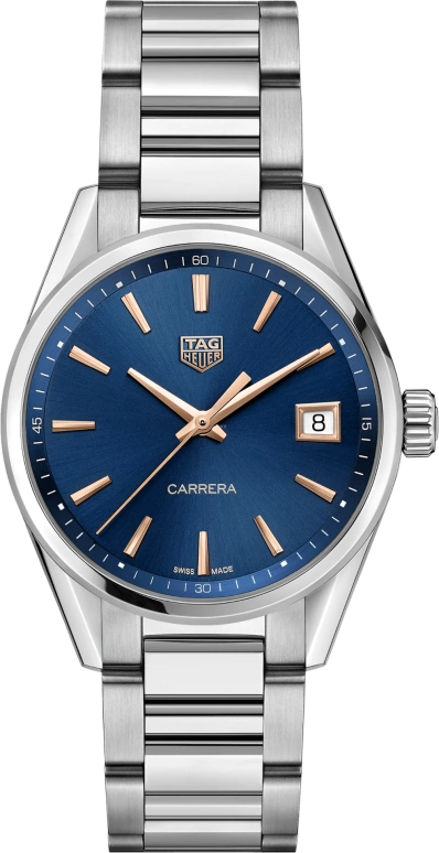 TAG Heuer,Carrera 36mm,36mm,Stainless Steel,Rose,Blue,Sapphire,Closed,WBK1312,WBK1312.BA0652
