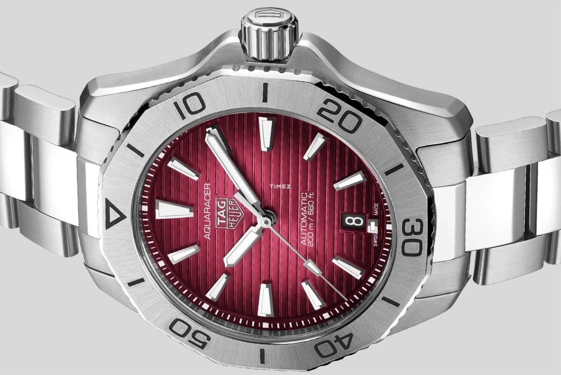 TAG Heuer,Aquaracer 40mm,40mm,Stainless Steel,Red,Automatic,Day,42hours,WBP2114,WBP2114.BA0627