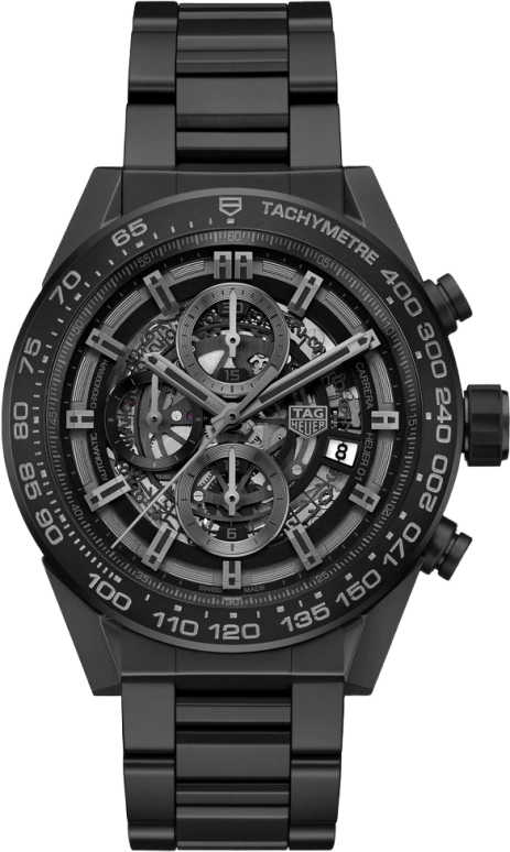 TAG Heuer,Carrera 45mm,45mm,Ceramic,Stainless Steel,Skeleton,Automatic,Chronograph,Date,Column Wheel,CAR2A91,CAR2A91.BH0742
