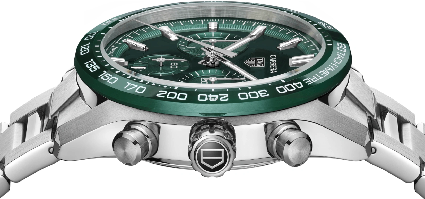 TAG Heuer,Carrera 44mm,44mm,Stainless Steel,Ceramic,Green,Automatic,Chronograph,Day,CBN2A1N,CBN2A1N.BA0643