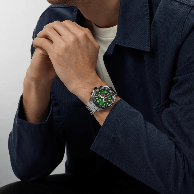 TAG Heuer,Formula 1 43mm,43mm,Stainless Steel,Green,Black,Quartz,Chronograph,Day,CAZ101AP,CAZ101AP.BA0842