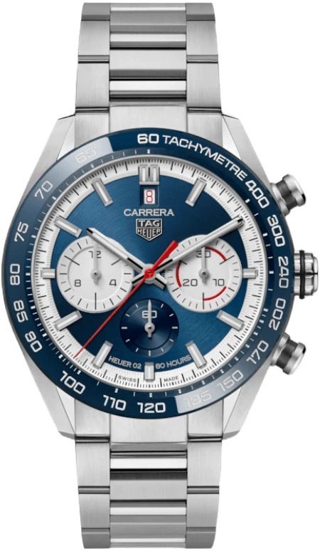 TAG Heuer,Carrera 44mm,44mm,Ceramic,Stainless Steel,Blue,Automatic,Chronograph,Date,Column Wheel,CBN2A1E,CBN2A1E.BA0643