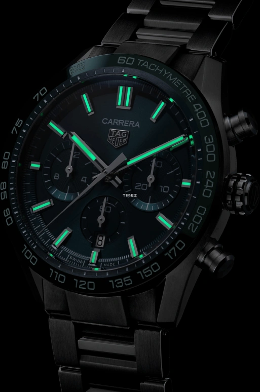 TAG Heuer,Carrera 44mm,44mm,Stainless Steel,Ceramic,Green,Automatic,Chronograph,Day,CBN2A1N,CBN2A1N.BA0643