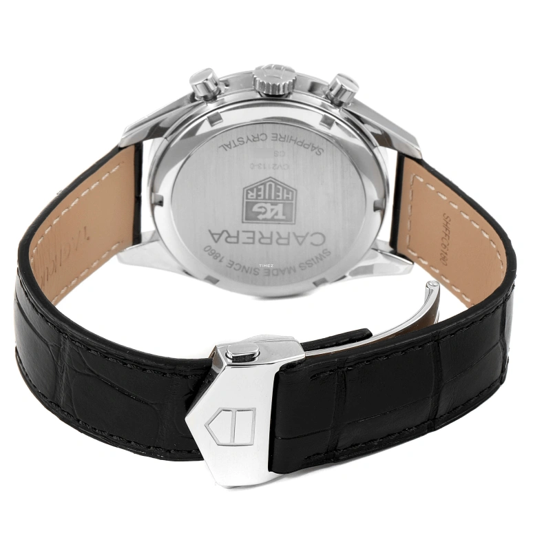 TAG Heuer,Carrera 39mm,39mm,Stainless Steel,Black,Automatic,Chronograph,Day,CV2113,CV2113.FC6180