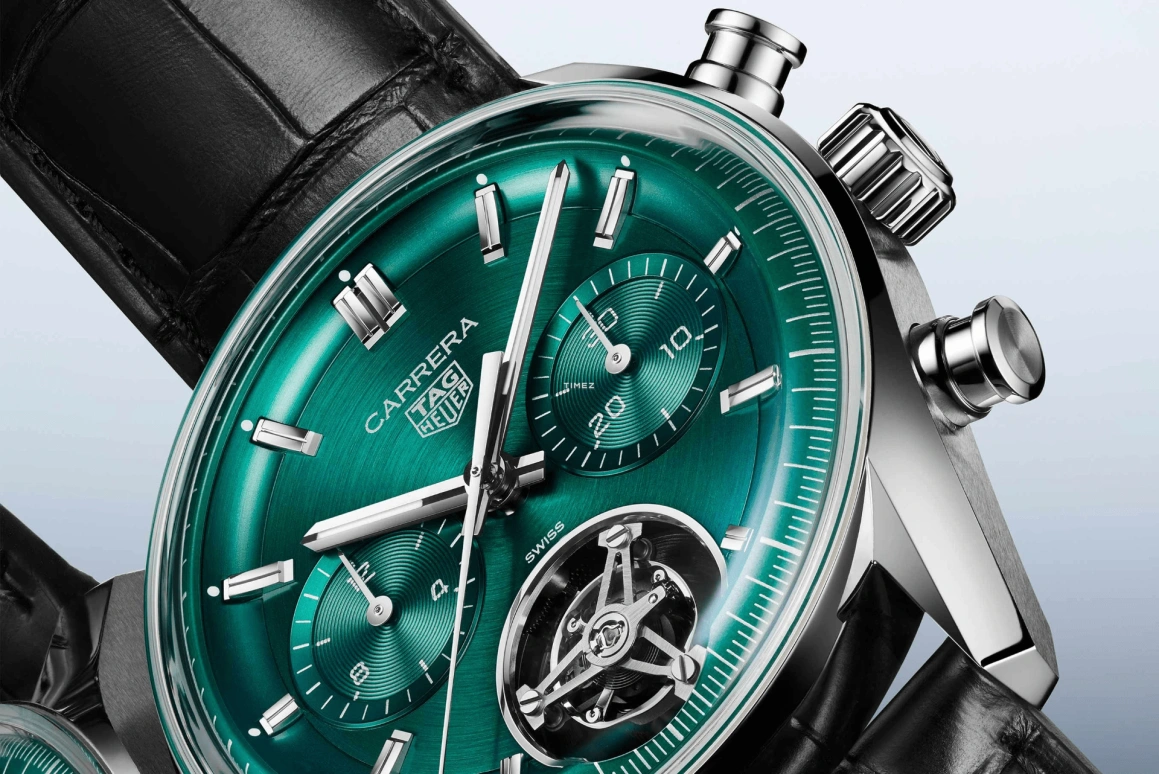 TAG Heuer,Carrera 42mm,42mm,Stainless Steel,Green,Automatic,Chronograph,Tourbillon,CBS5011,CBS5011.FC6566