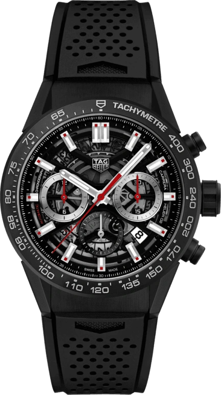 TAG Heuer,Carrera 43mm,43mm,Ceramic,Stainless Steel,Skeleton,Automatic,Chronograph,Date,Column Wheel,CBG2090,CBG2090.FT6145