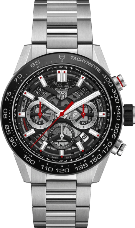 TAG Heuer,Carrera 45mm,45mm,Ceramic,Stainless Steel,Skeleton,Automatic,Chronograph,Date,Column Wheel,CBG2A10,CBG2A10.BA0654