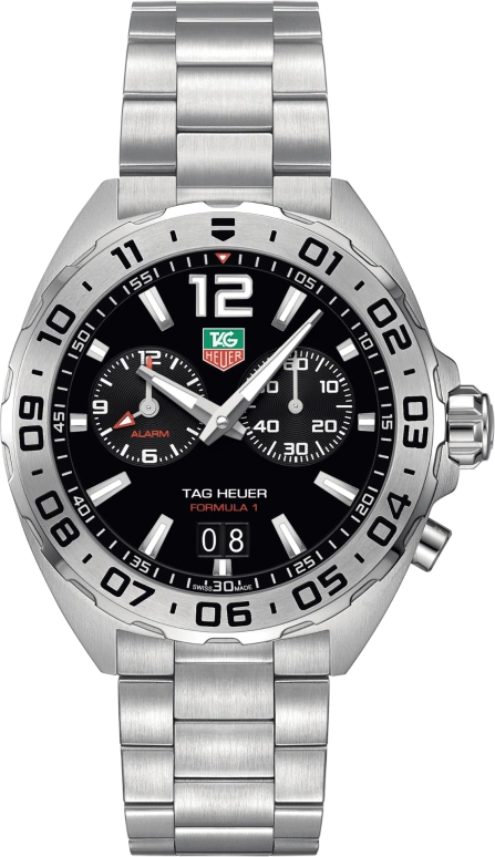 TAG Heuer,Formula 1 41mm,41mm,Stainless Steel,Black,Quartz,Chronograph,Big Date,Alarm,WAZ111A,WAZ111A.BA0875