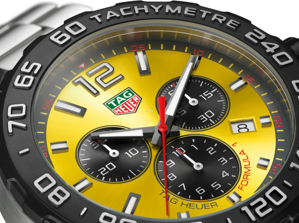 TAG Heuer,Formula 1 43mm,43mm,Stainless Steel,Yellow,Quartz,Chronograph,Day,CAZ101AM,CAZ101AM.BA0842